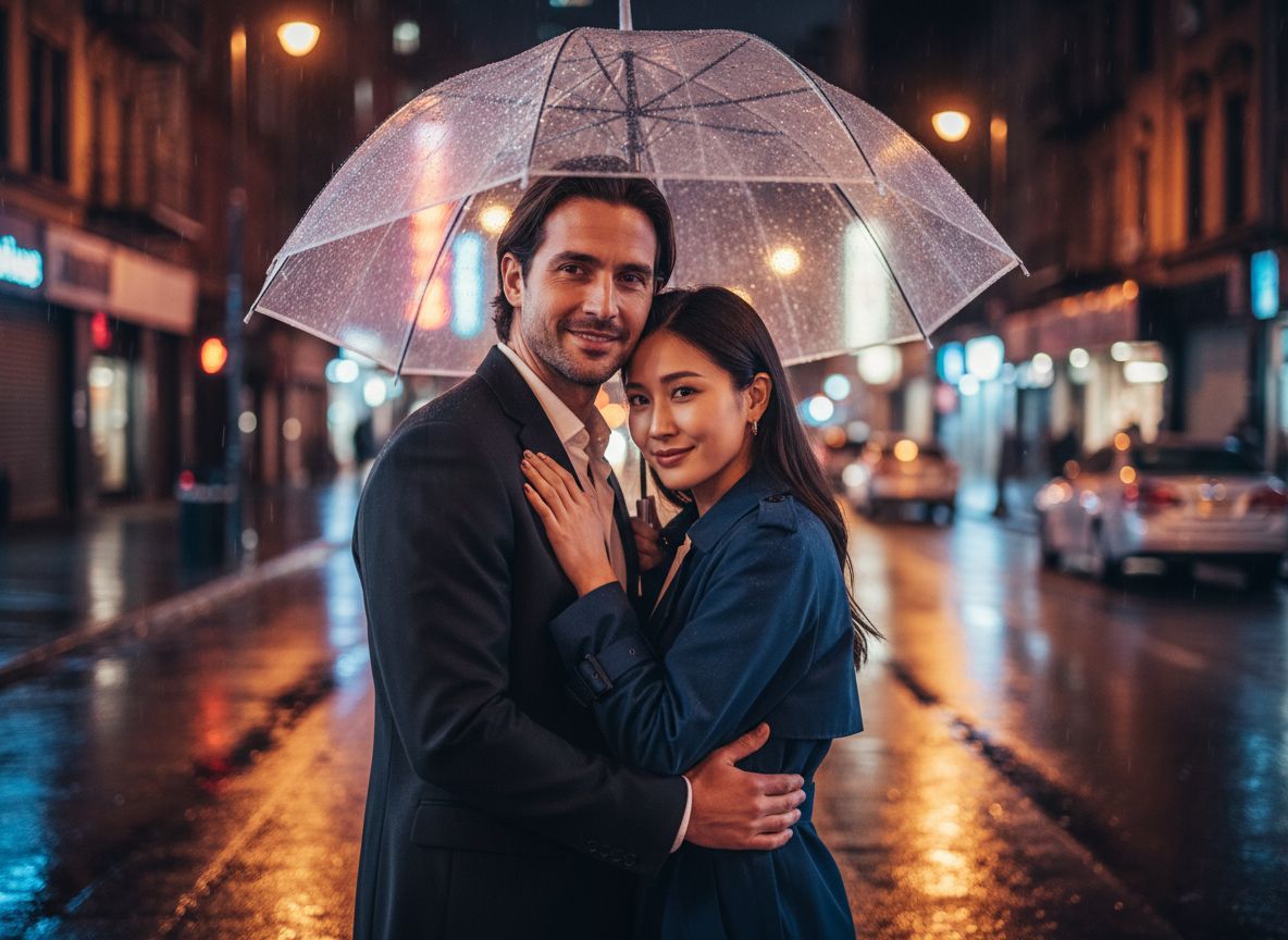 Romantic Couple Under Umbrella Generator