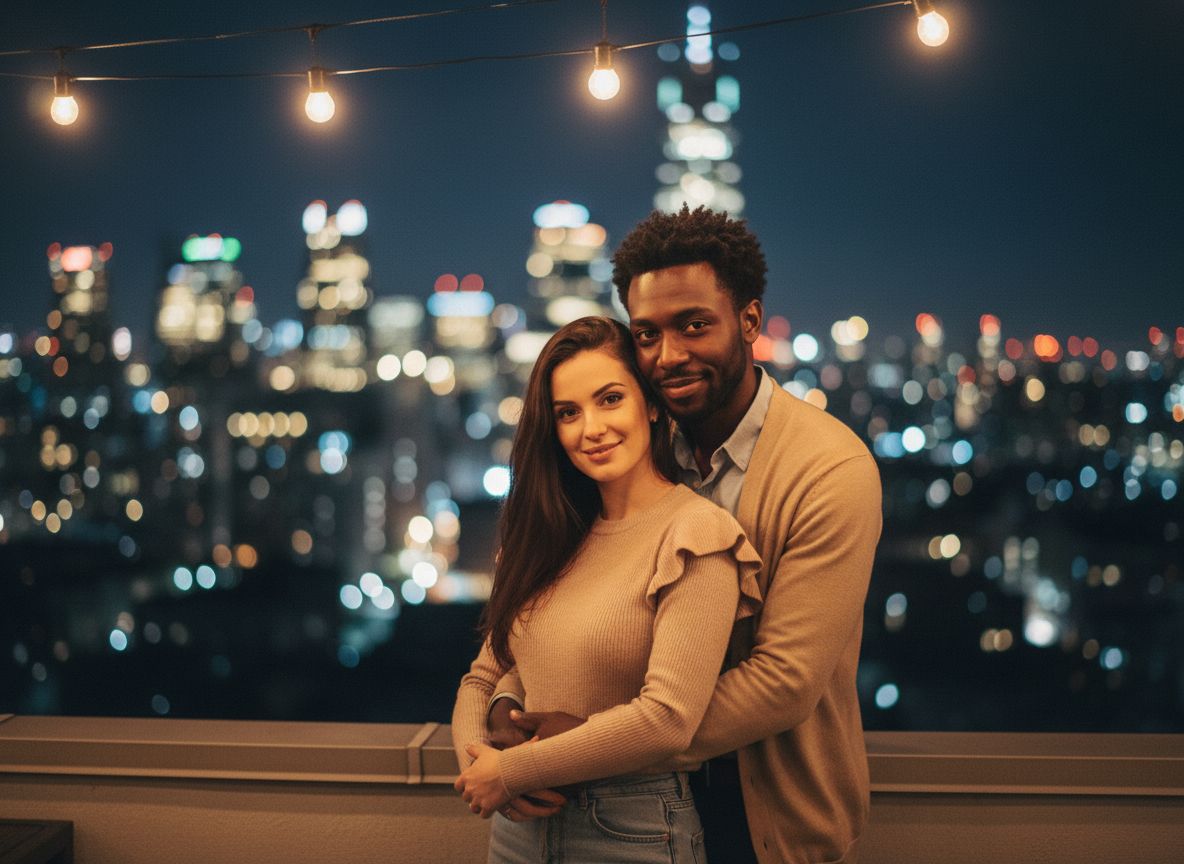Couple on Rooftop Night Generator